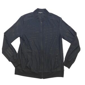 Beyond Yoga Black Mesh Bomber Jacket Lightweight Athleisure Made in USA Size L